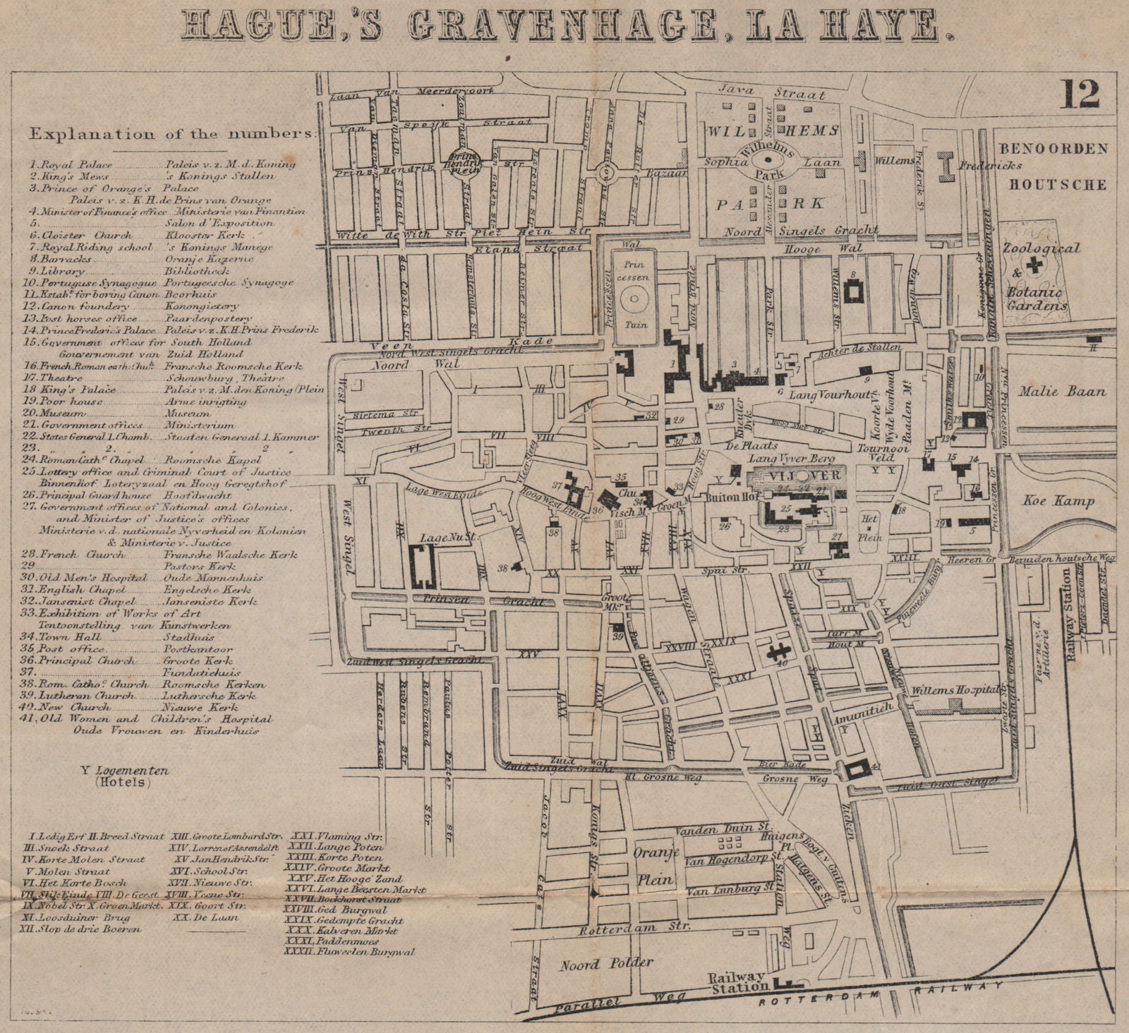 THE HAGUE DEN HAAG 'S-GRAVENHAGE LA HAYE. Town plan. City map. BRADSHAW 1895
